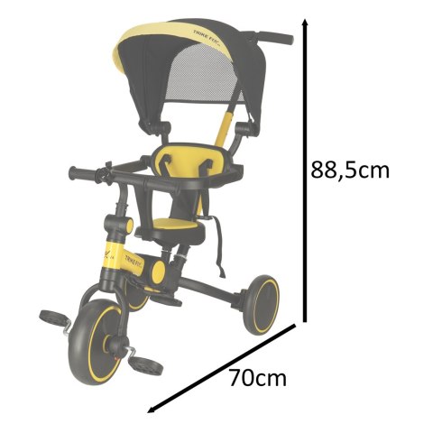 Rowerek trójkołowy TRIKE FIX V4 żółto-czarny z daszkiem