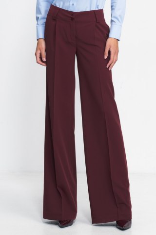 Bordowe spodnie typu wide leg SD81 Bordo - Nife