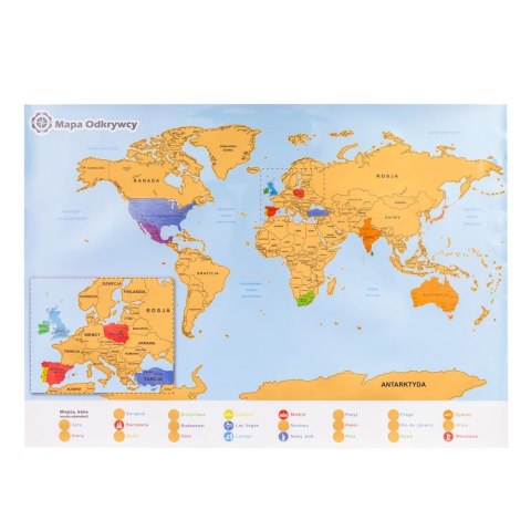 Mapa Odkrywcy Świat PL zdrapka PODRÓŻNIKA prezent