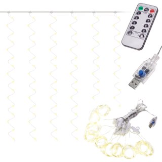 Lampki LED kurtyna girlanda druciki świąteczne choinkowe 3x3m 300LED ciepły biały pilot USB