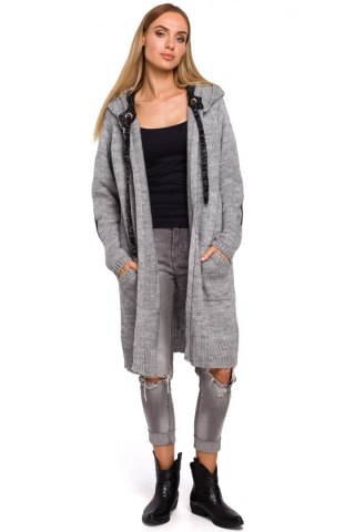 Sweter Kardigan Model MOE474 Grey - Moe