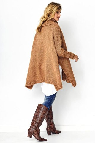 Sweter Ponczo Model S91 Camel - Makadamia