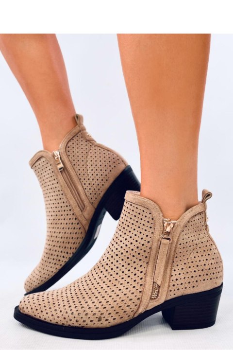 Botki ażurowe kowbojki VIZZI BEIGE - Inello