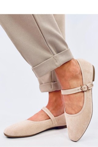 Baleriny w stylu Mary Jane GOLINS BEIGE - Inello