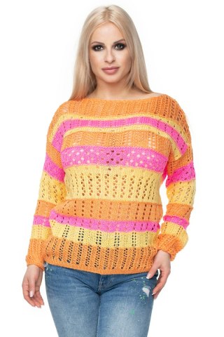 Sweter Damski Model 30060 Pink/Yellow - PeeKaBoo