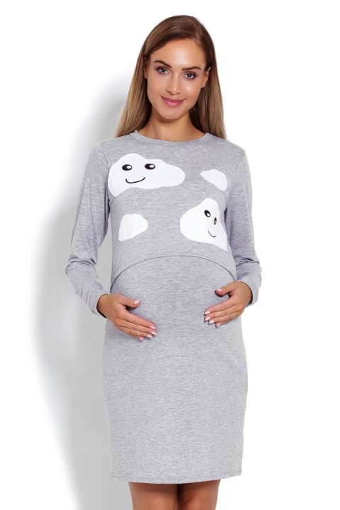 Koszulka nocna Koszula Nocna Ciążowa Model 1682 Grey - PeeKaBoo