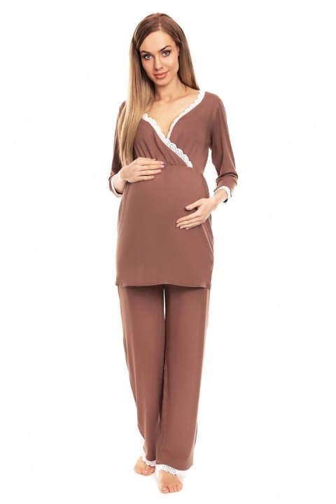 Piżama Ciążowa Model 0136 Cappuccino - PeeKaBoo