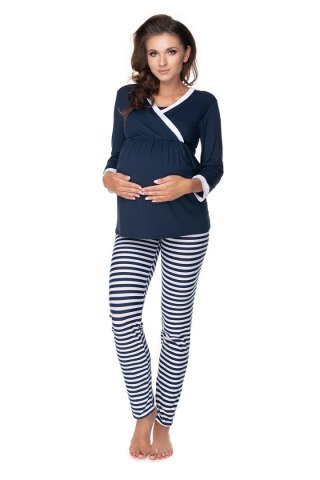 Piżama Ciążowa Model 0150 Navy/White - PeeKaBoo