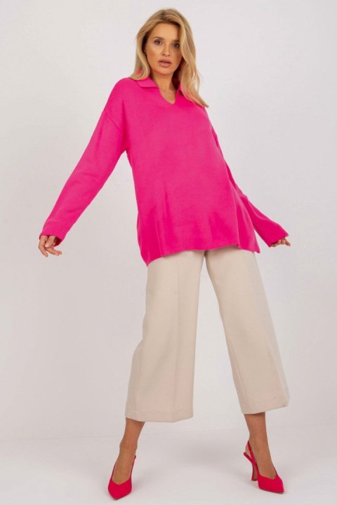 Sweter Damski Model LC-SW-2261.00P Fluo Pink - Rue Paris