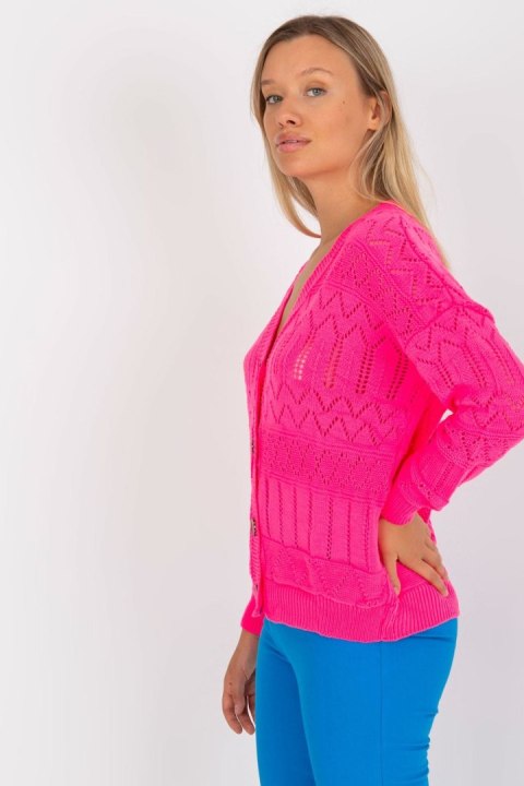 Sweter Damski Model LC-SW-8022.04P Fluo Pink - Rue Paris