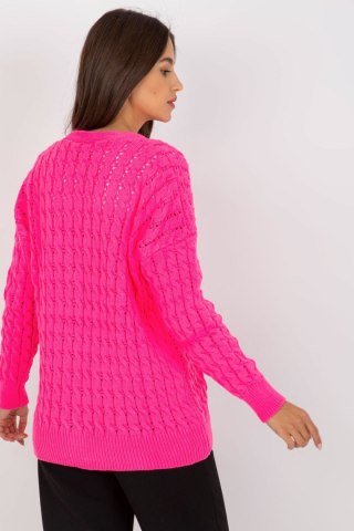 Sweter Kardigan Model LC-SW-8036.74P Fluo Pink - Rue Paris