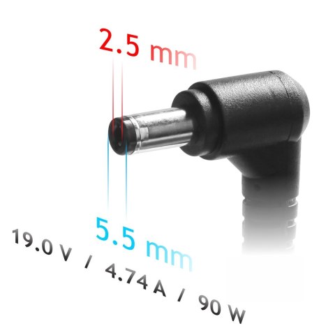 Zasilacz sieciowy Akyga AK-ND-10 do notebooka Acer, Asus, DELL, Lenovo, Toshiba (19 V; 4,74 A; 90W; 5.5 mm x 2.5 mm)