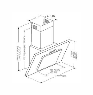 Okap AKPO WK-4 NERO 2.0 50 CZARNY T300 Liniowy LED/Siłownik