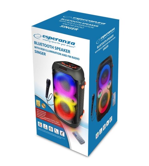 ESPERANZA GŁOŚNIK BT FM LED RGB KARAOKE SINGER EP156