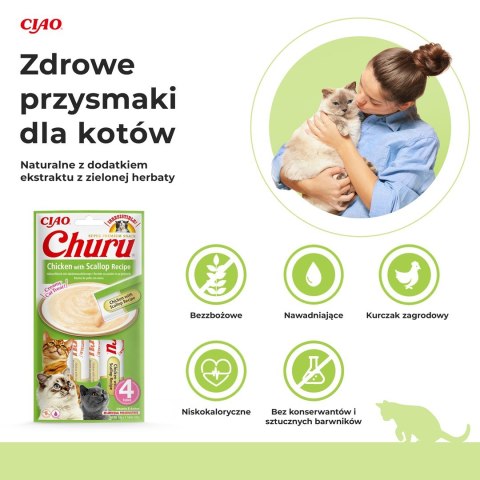 INABA Churu Kurczak z przegrzebkami - przysmak dla kota - 4x14 g