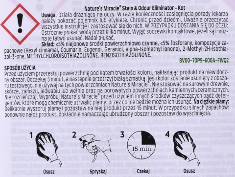 Nature"s Miracle Stain&Odour REMOVER dla kota 946ml