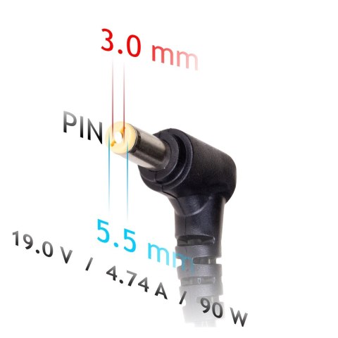 Zasilacz sieciowy Akyga AK-ND-27 do notebooka Samsung (19 V; 4,74 A; 90W; 5.5 mm x 3 mm)