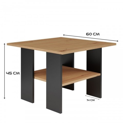 Stolik MODERNA 60x60xH45 dąb artisan/czarny