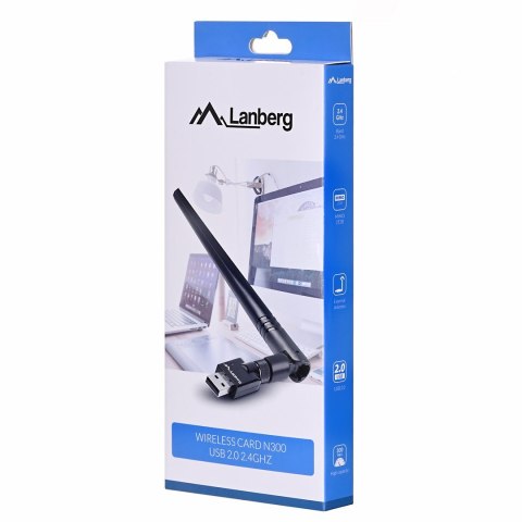 Karta sieciowa Lanberg N300 NC-0300-WIE (USB 2.0, Złącze anteny WiFi)