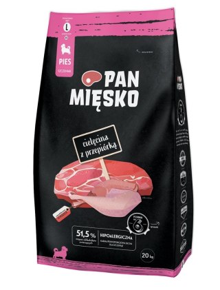 PAN MIĘSKO Cielęcina z przepiórką (szczeniak) chrupki L - Karma sucha dla psa - 20kg