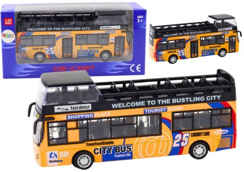 Autobus Piętrowy z Dźwiękiem 1:32 Otwierane Drzwi Żółty