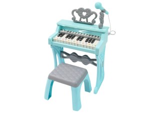 Elektryczne Pianinko Organy Turkusowe z Krzesłem 25 Klawiszy