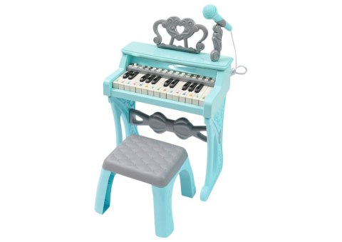 Elektryczne Pianinko Organy Turkusowe z Krzesłem 25 Klawiszy
