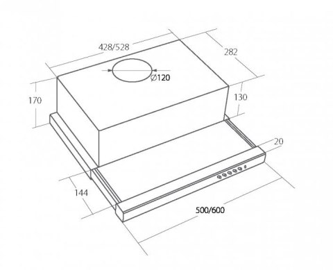 Okap podszafkowy teleskopowy AKPO WK-7 LIGHT ECO 60 BIAŁY (600mm; kolor biały)