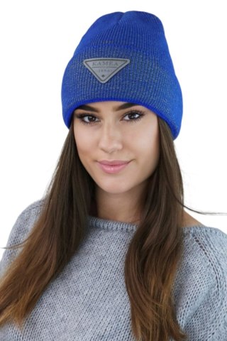 NAOMI beanie czapka zimowa z aplikacją kolor niebieski - Kamea