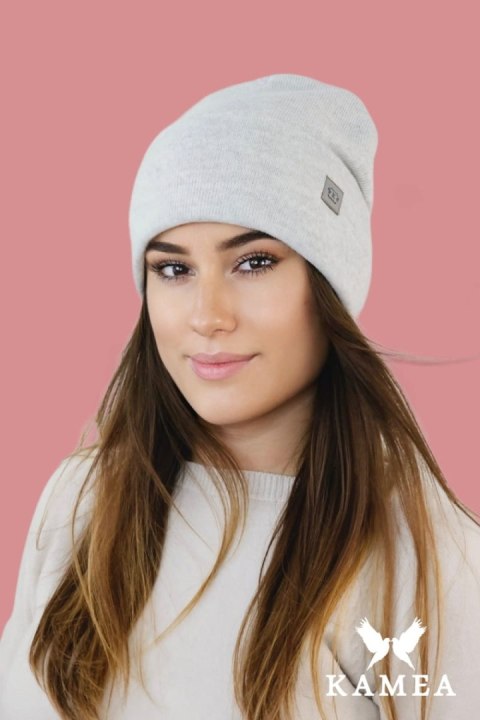 SALLY czapka beanie zimowa czapka uniwersalna kolor jasny szary - Kamea