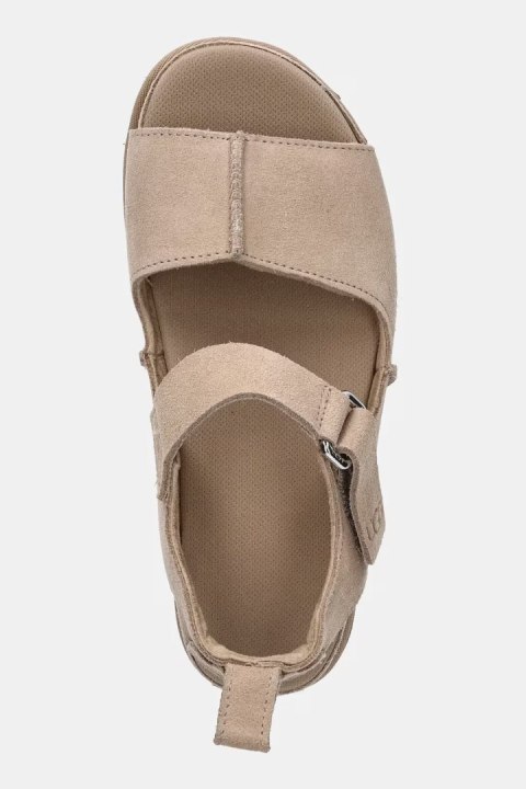 UGG Goldenstar Hi Sandal Beige 1167356-SAN | Damskie sandały zamszowe na wysokiej platformie