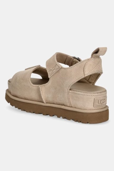 UGG Goldenstar Hi Sandal Beige 1167356-SAN | Damskie sandały zamszowe na wysokiej platformie