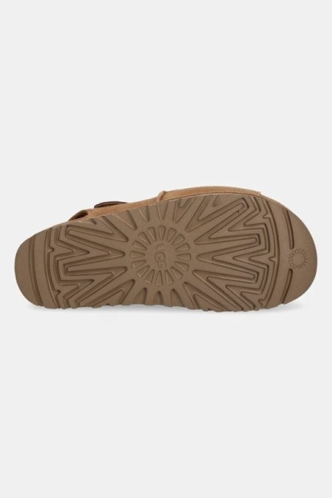 UGG Goldenstar Hi Sandal Brown 1167356-CHE | Damskie zamszowe sandały na wysokiej platformie