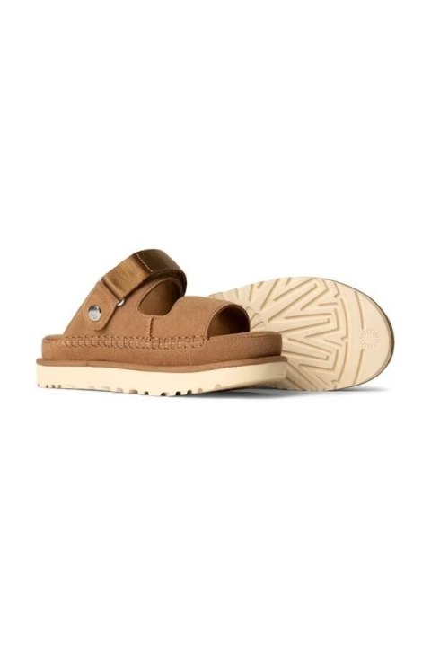UGG Goldenstar Sandal Brown 1167399-CHE | Damskie sandały zamszowe na platformie