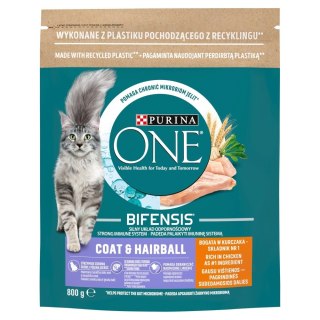 PURINA One Bifensis Coat & Hairball Kurczak - sucha karma dla kota - 800 g