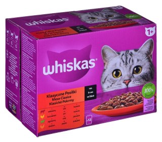 WHISKAS Klasyczne Posiłki w sosie - mokra karma dla kota - saszetka - 12x85 g