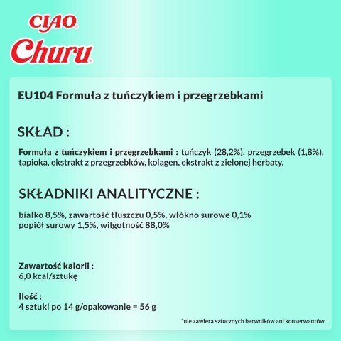 INABA Churu Tuńczyk z przegrzebkami - przysmak dla kota - 4x14 g