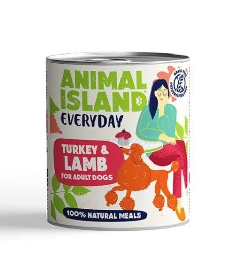 ANIMAL ISLAND Indyk i jagnięcina - Karma mokra dla psów - 800g