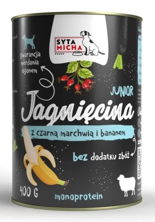 SYTA MICHA mokra karma dla szczeniąt jagnięcina z czarną marchwią i bananem 400g