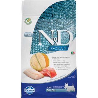 FARMINA N&D Ocean Dog Salmon, Cod, Cantaloupe, Melon Adult Mini - sucha karma dla psa - 800 g