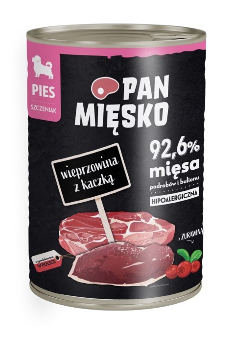 Pan Mięsko Wieprzowina z kaczką (szczeniak) Karma mokra dla psa 400g