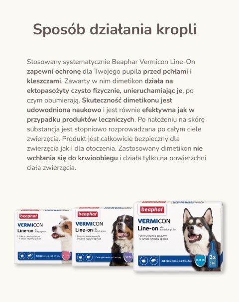 BEAPHAR VERMIcon Line-on Dog M - krople przeciw pasożytom dla psa - 3x 3ml