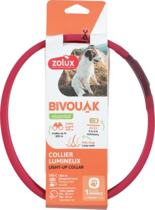 ZOLUX Obroża LED silikon BIVOUAK czerwona