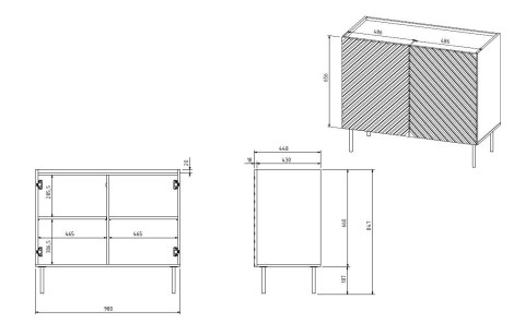 Komoda 2D ONDA 98x45x85 czarny