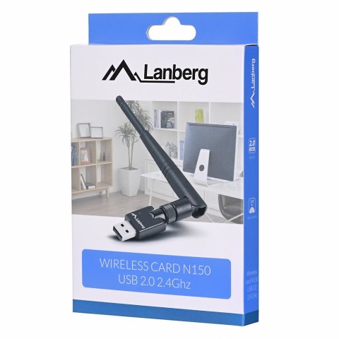 Karta sieciowa Lanberg N150 NC-0150-WE (USB 2.0, Złącze anteny WiFi)