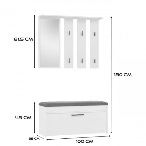 Garderoba PARMA 100x35xH180 biel