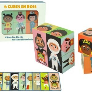 Drewniane Klocki Ułóż Postacie 6 Części Puzzle Kolorowe