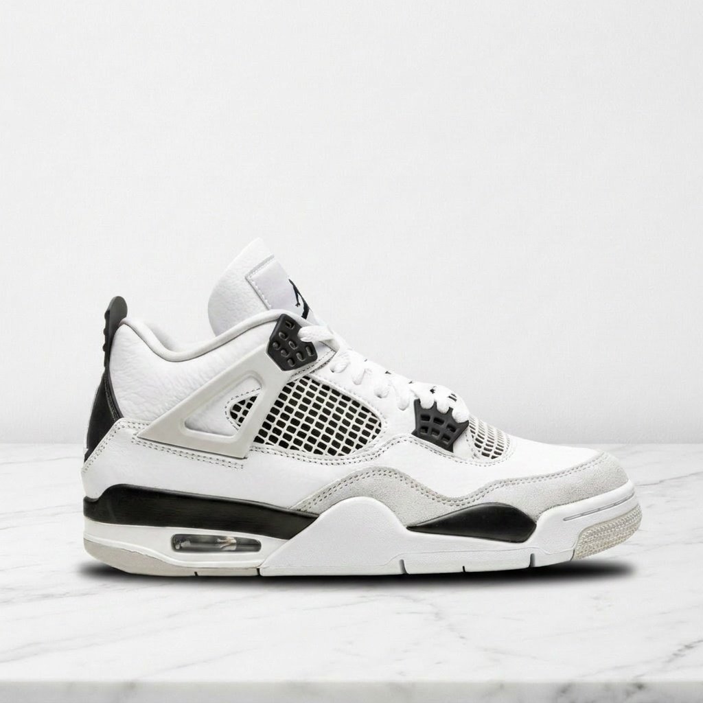 Buty NIKE Air Jordan 4 Retro Military Black białe DH6927-111