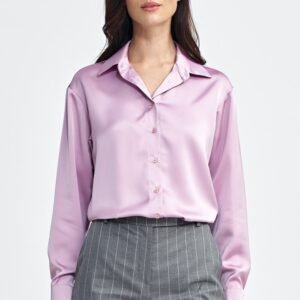 Satynowa koszula body K80 Pink - Nife