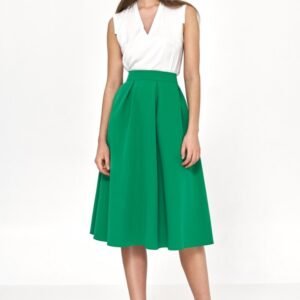 Spódnica Rozkloszowana zielona spódnica midi SP69 Green - Nife
